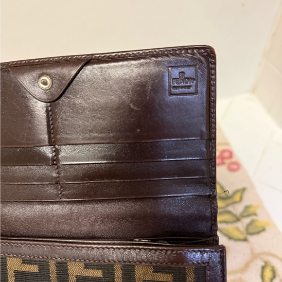 FENDI Vintage Zucca Canvas Leather Long Brown Wallet - Picture 9 of 16